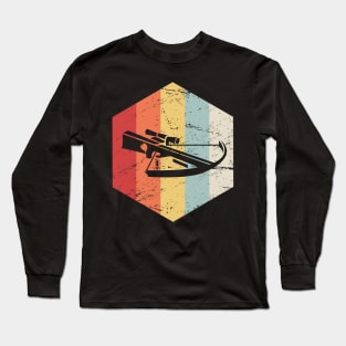 Retro Vintage Crossbow Hunting Icon Long Sleeve T-Shirt